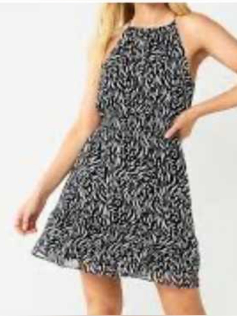 Nine West fully lined drawstring halter neck animal print cocktail/summer dress